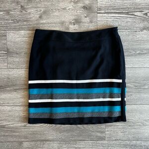 White House Black Market Women’s Skirt Turquoise Horizontal Stripes 8 Dressy